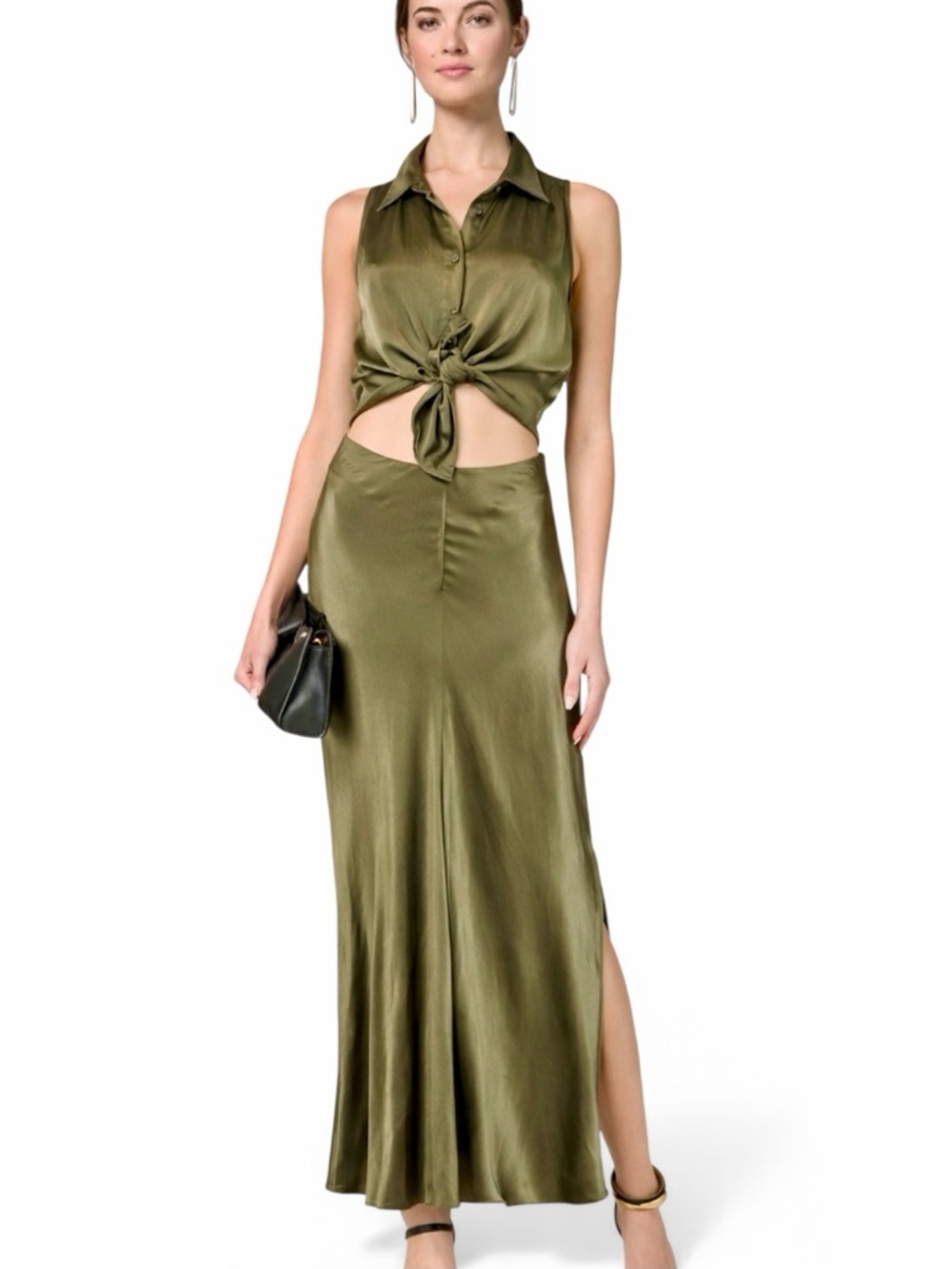Zara Satin Maxi Shirt Dress - Small Sold As-Is Altered